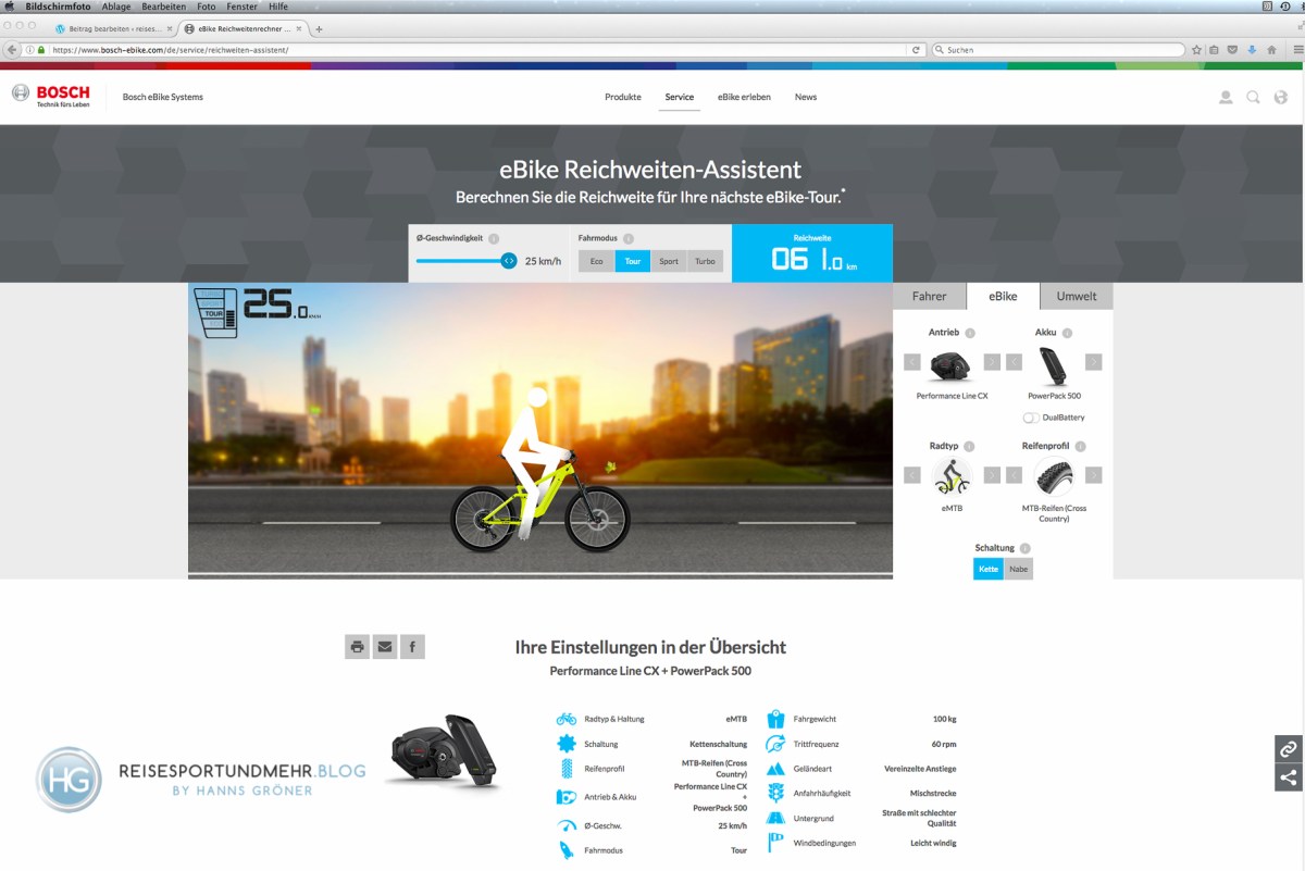 Bosch eBike Reichweitenassistent Screenshot
