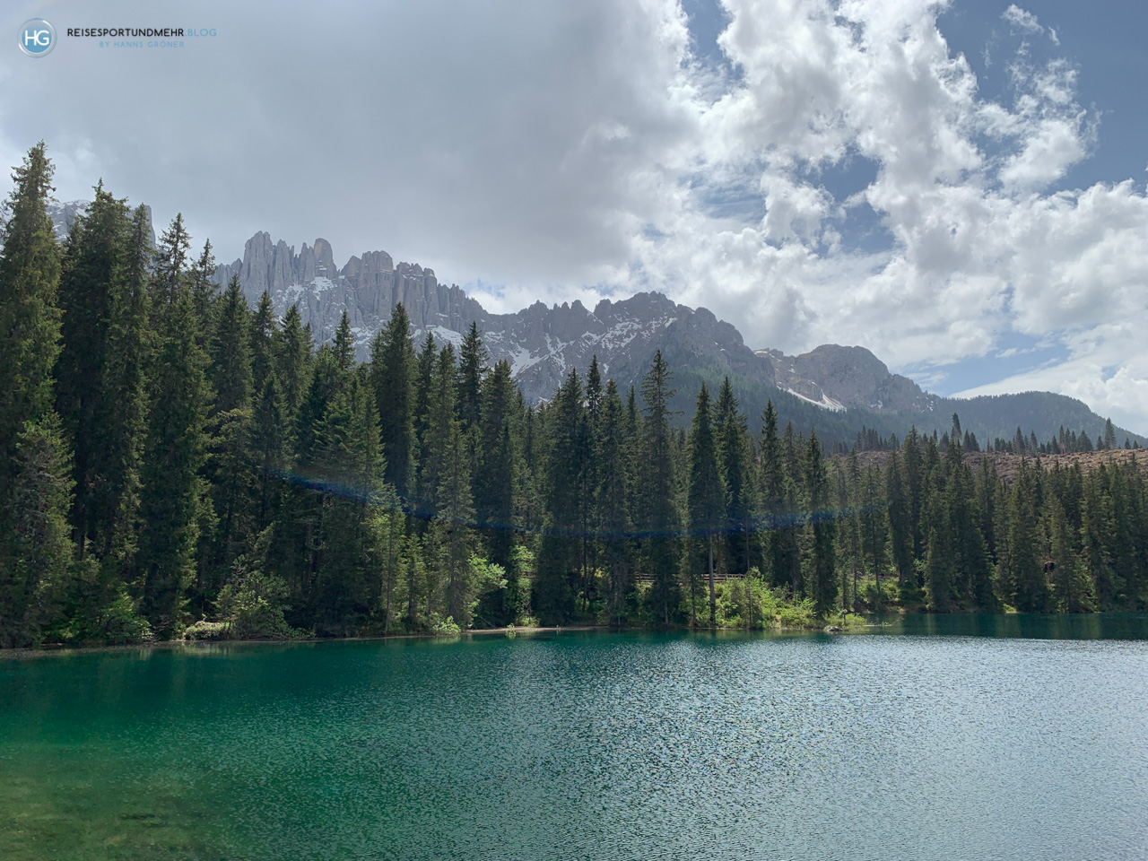 Karersee und Rosengarten im Juni 2019 (Foto: Hanns Gröner)