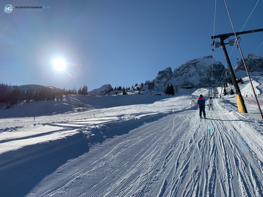 Dolomiten im Januar 2020 - Schlepplift am Kreuzbergpass (Foto: Hanns Gröner)