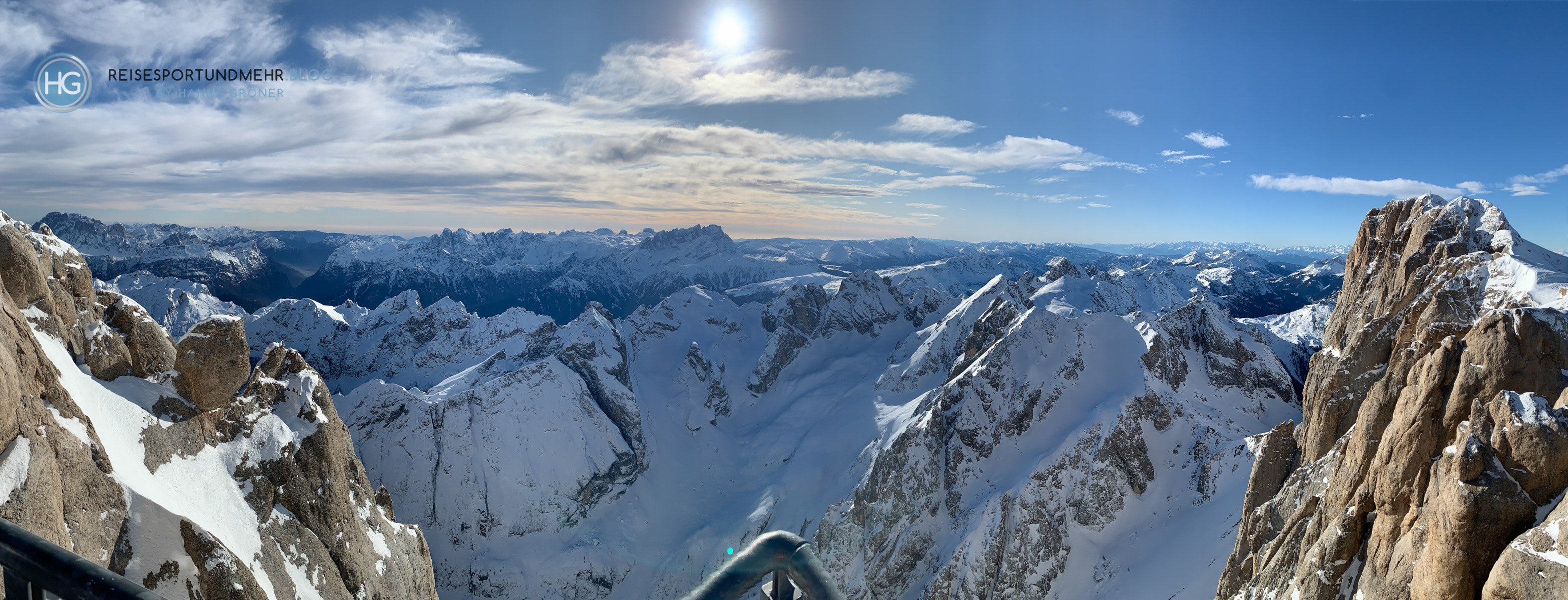 Dolomiten im Dezember 2019 - Blick von der Marmolada in Richtung Süden (Foto: Hanns Gröner)