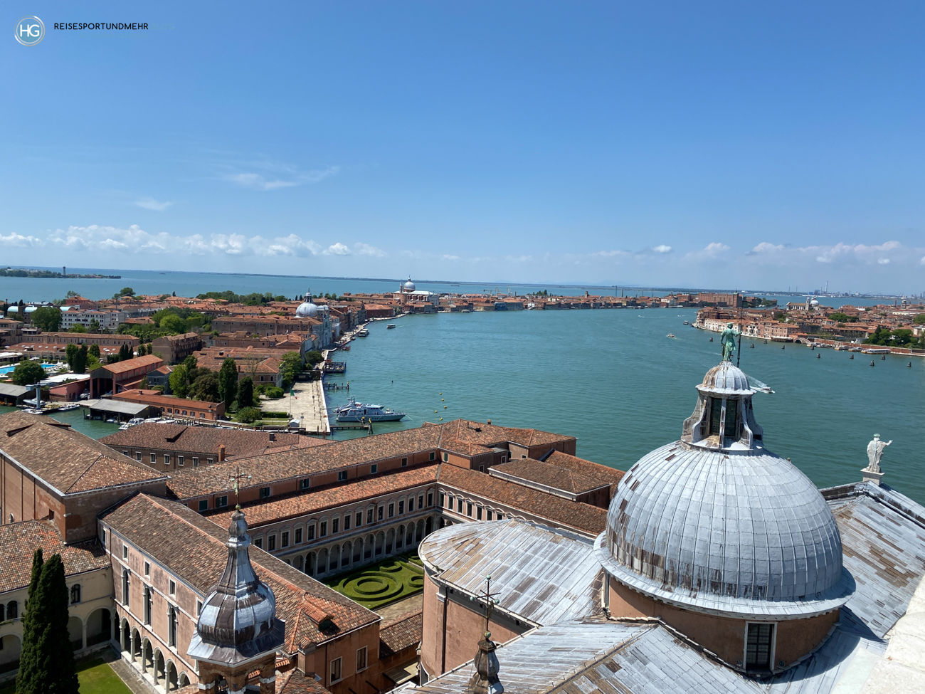 Venedig Pfingsten 2021 - wunderbare Aussicht vom Glockenturm San Giorgio Richtung Giudecca (Foto: Hanns Gröner)
