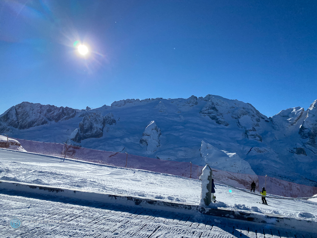Blick von der Porta Vescovo zur Marmolata im Dezember 2022 (Foto: Hanns Gröner)