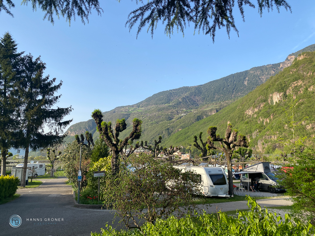 Camping Steiner in Leifers bei Bozen im April 2024 (Foto: Hanns Gröner)