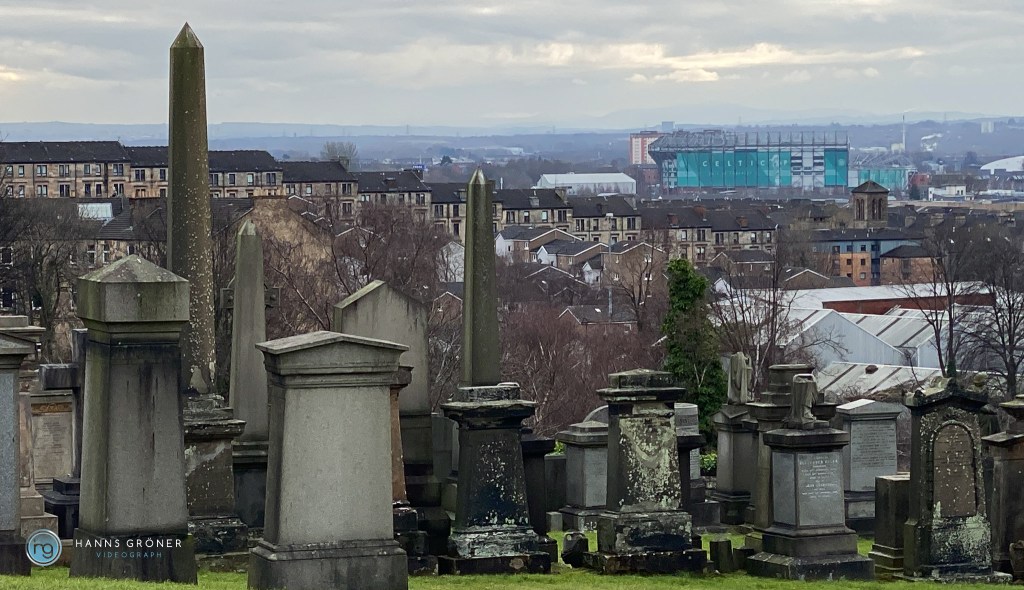Celtic Park Glasgow und Necropolis im Februar 2025 (Foto: Hanns Gröner)